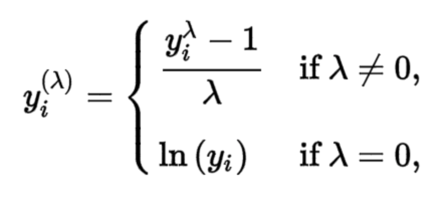 Box Cox Formula